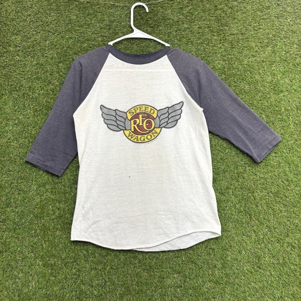 Vintage REO Speedwagon Raglan Shirt Mens Medium 1981 Tour White Grey 80s